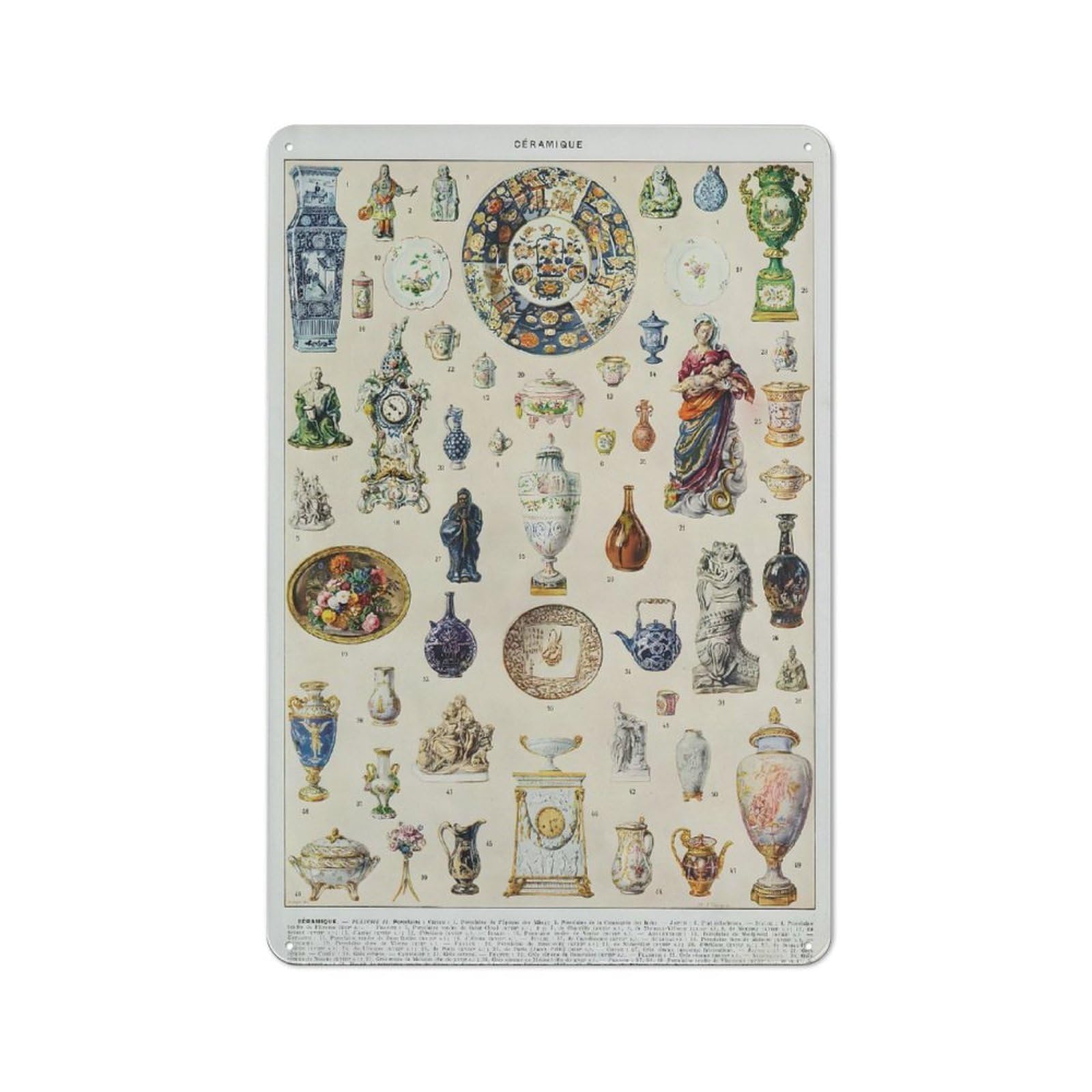 Junmoney Style-23 Tin Wall Plaque 30X20cm With Vintage Ceramic For Hobby Room Or Studio, For Themed Interiors In Hobby Rooms And Studios