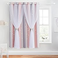 Vista 53 de NICETOWN - Cortinas opacas traslúcidas de capas superpuestas con ojales en la parte superior (52 pulgadas de ancho).