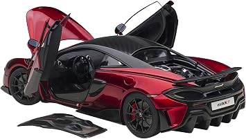 Auto Art Models McLaren 600LT Vermillion Red and Carbon 1/18 Model Car by Autoart 76085