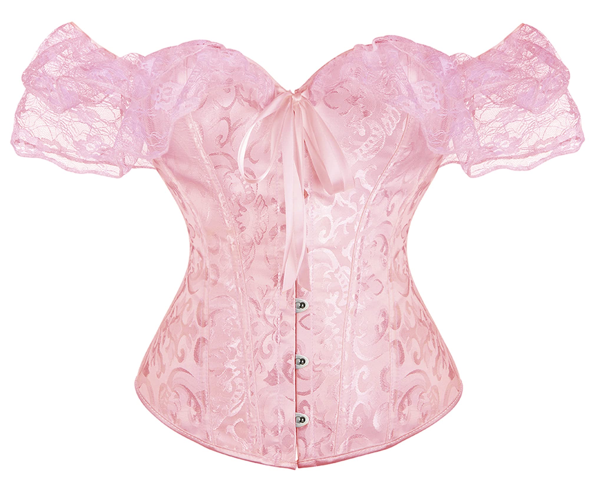 MoessaWomen Floral Lace Off Shoulder Corset Bustier Boned Overbust Corset Bodyshaper Lingerie Top