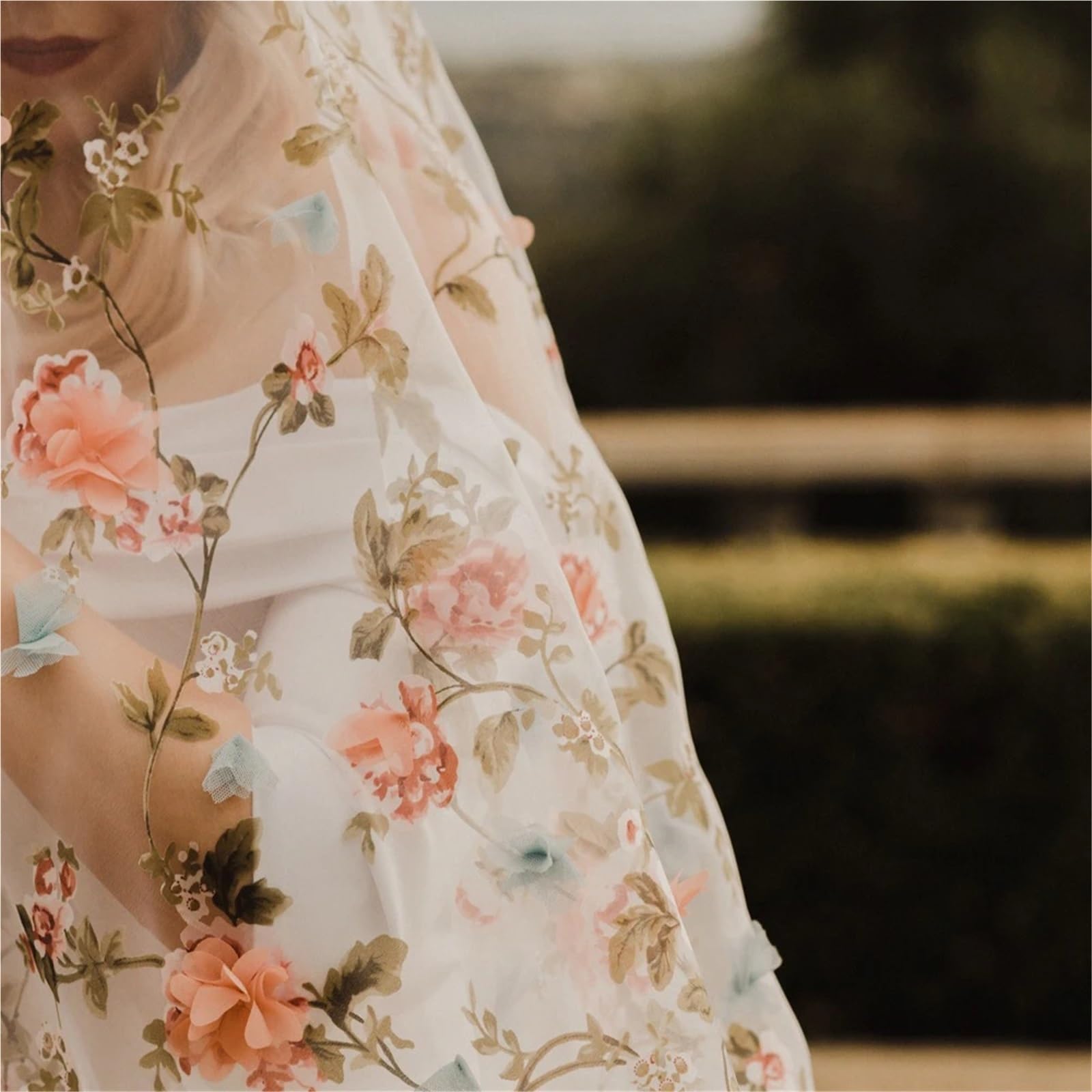 Amazon.com: Floral Pink Flowers Embroidered Wedding Veil 