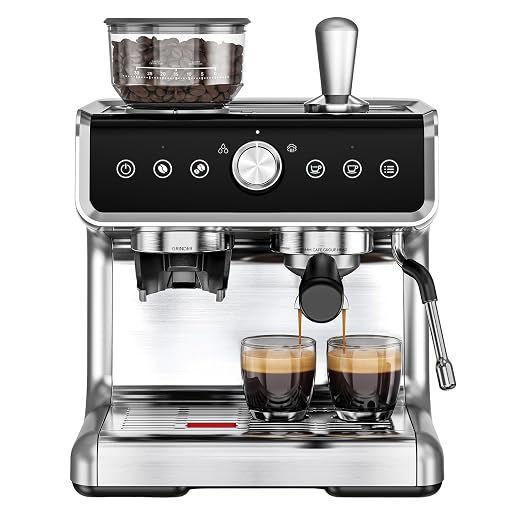 EUHOMY Espresso Machine with Grinder, 20 Bar Professional Espresso Coffee Maker for Home,with Milk Frother for Latte, Cappuccino & Barista-Style