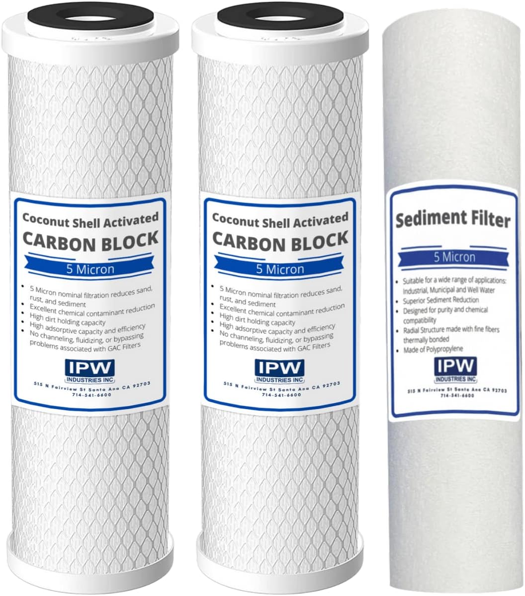 Compatible - MADE IN USA FILTERS - Replacement Pre-Filter Set For APEC RO-45, RO-90, RO-PH90, RO-PERM, RO-PUMP, RO-Hi, WFS-1000 Reverse Osmosis Water Filter System Stage by IPW Industries Inc