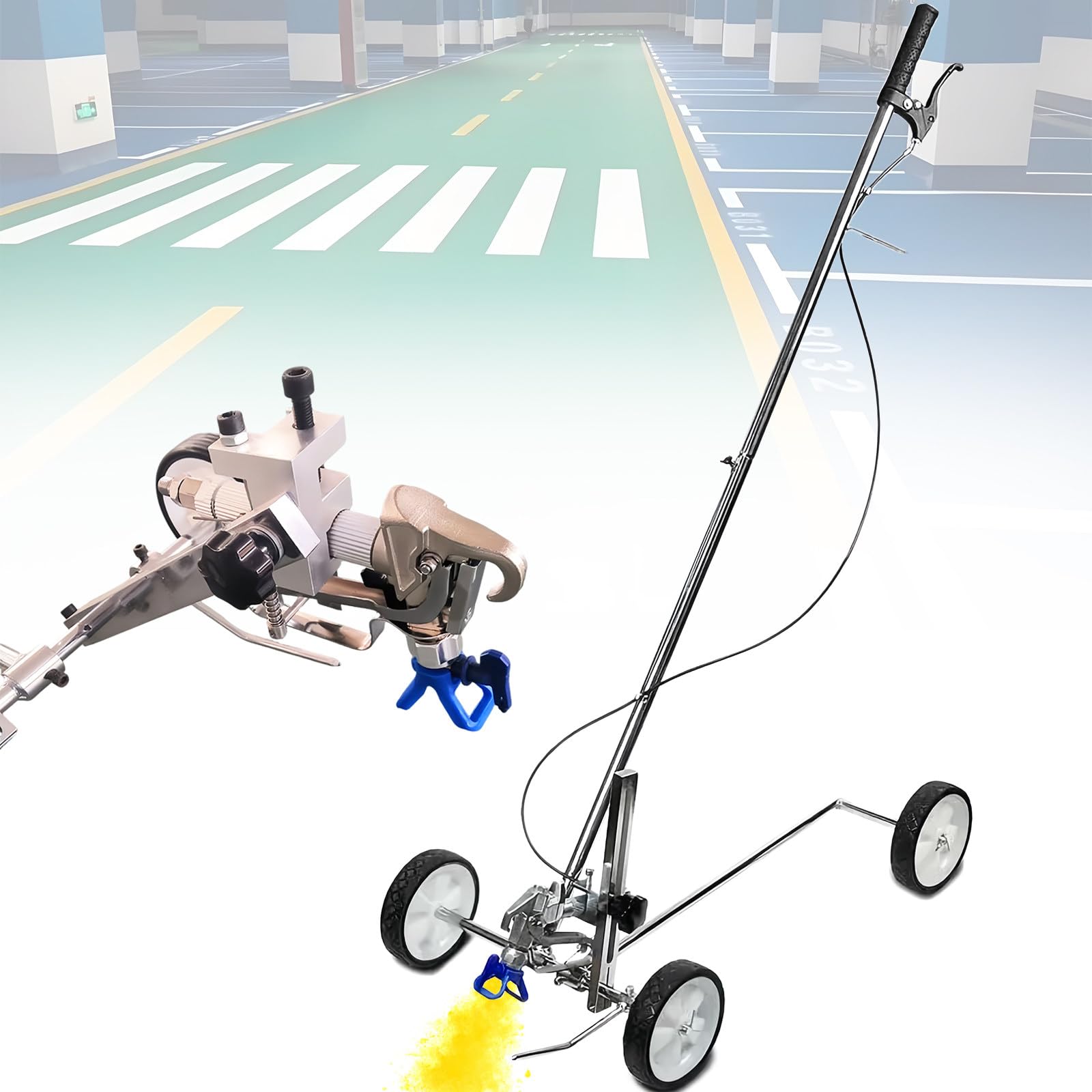 GLETSF Wheel Transfer Line Marking Machine, Lane Marking Applicator With Width Adjustment, For School, Sports Ground, Garage, Factory Marking,