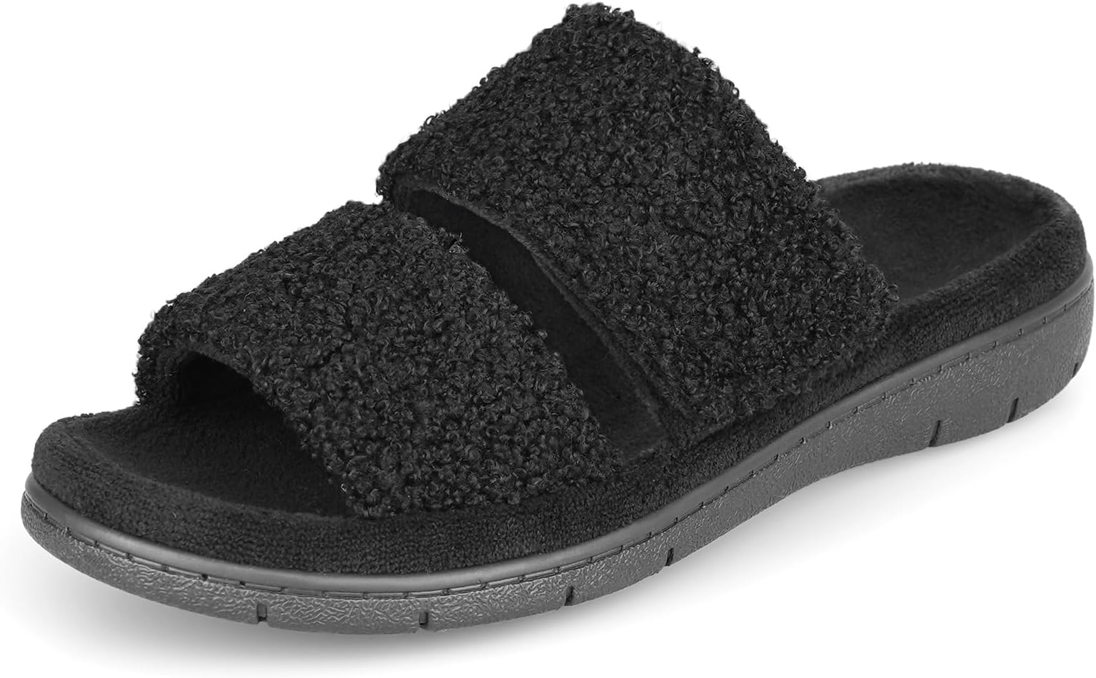 Women's Open-toe Slippers with Hidden Hook-and-Loop and Arch Support, Summer House Shoes for Women Indoor/Outdoor