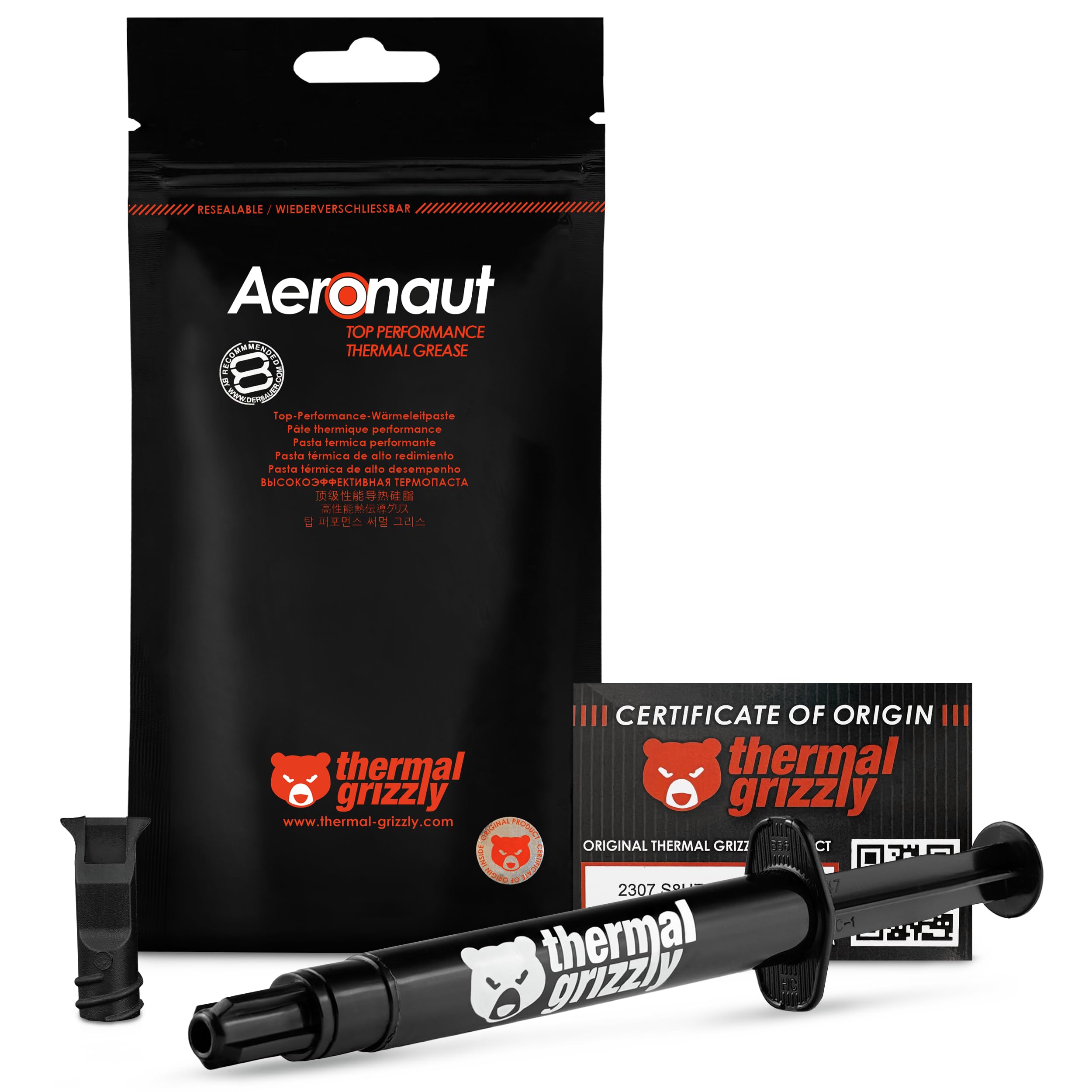 Thermal Grizzly - Aeronaut - Yüksek Kaliteli Termal Macun - Tüm CPU ve Grafik Kartı Soğutucuları İçin Soğutma ve Sessiz Soğutucu Bağlantısı (3,9 gram)