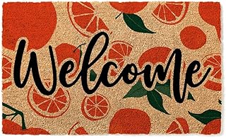 Welcome Oranges Doormat | Citrus Theme Mat | Housewarming Gift | Custom Doormat Closing Gift | Premium Quality, Thick 100% Coir Coconut Husk Front & Made in The USA - Doormat (16x24)