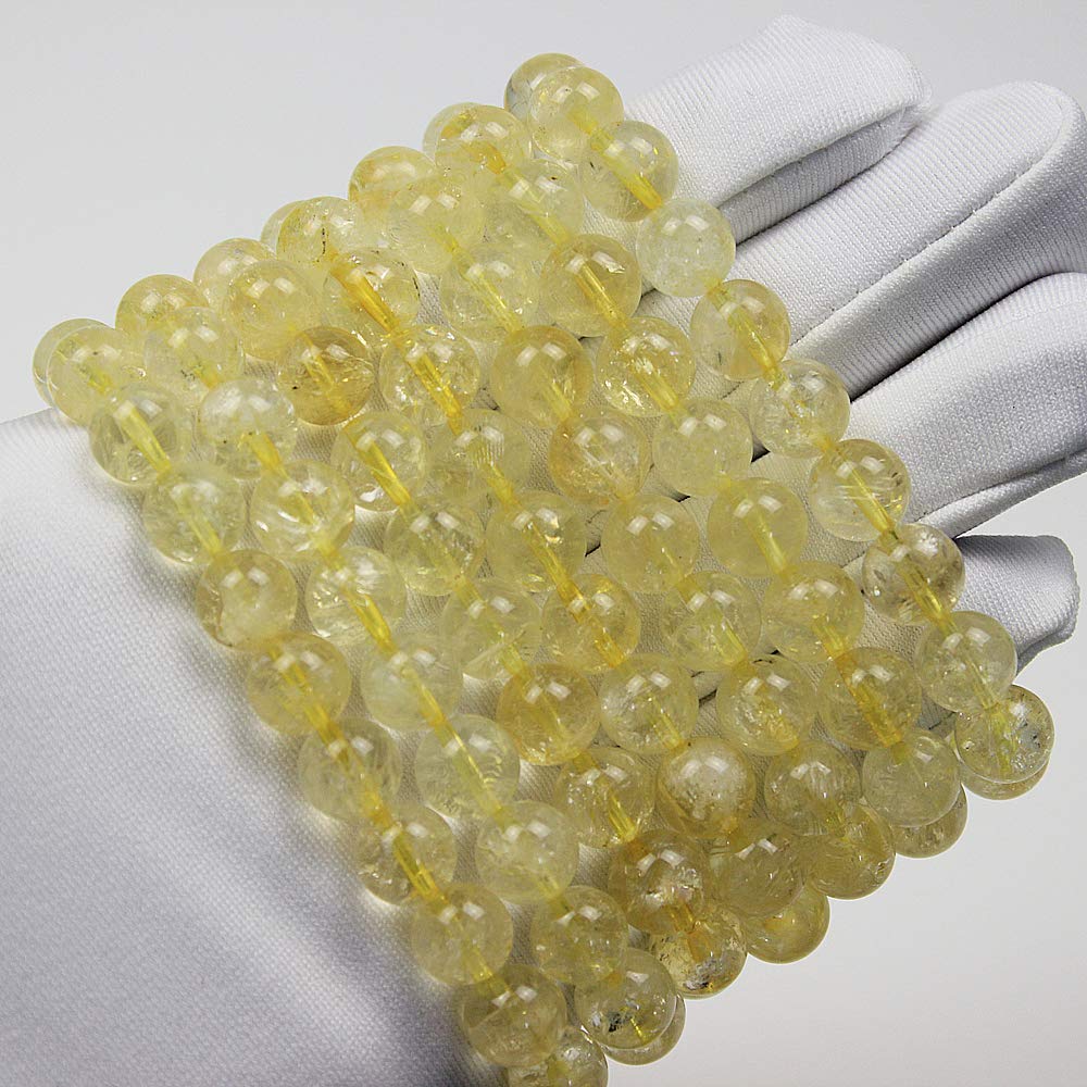 Ausgewähltes Armband für Damen und Herren, 10 mm, Citrin-Perlen, elastisch, Naturstein, Yoga-Armband