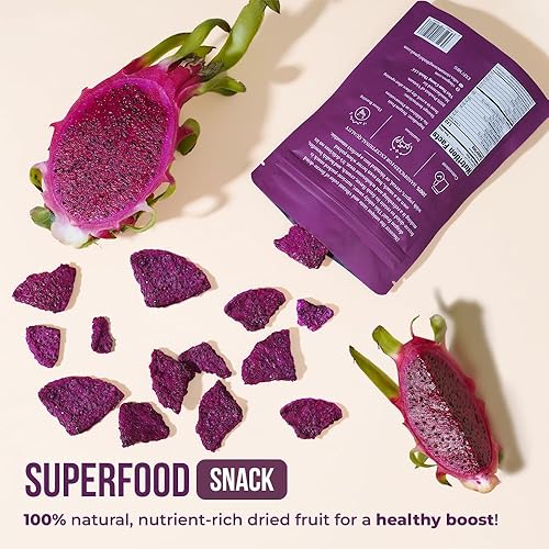 Miniatura 7 de KOTHECHE Dragon Fruta liofilizada, 1.08 onzas (paquete de 4), aperitivos bajos en calorías, aperitivos sin gluten, chips veganos saludables, sin