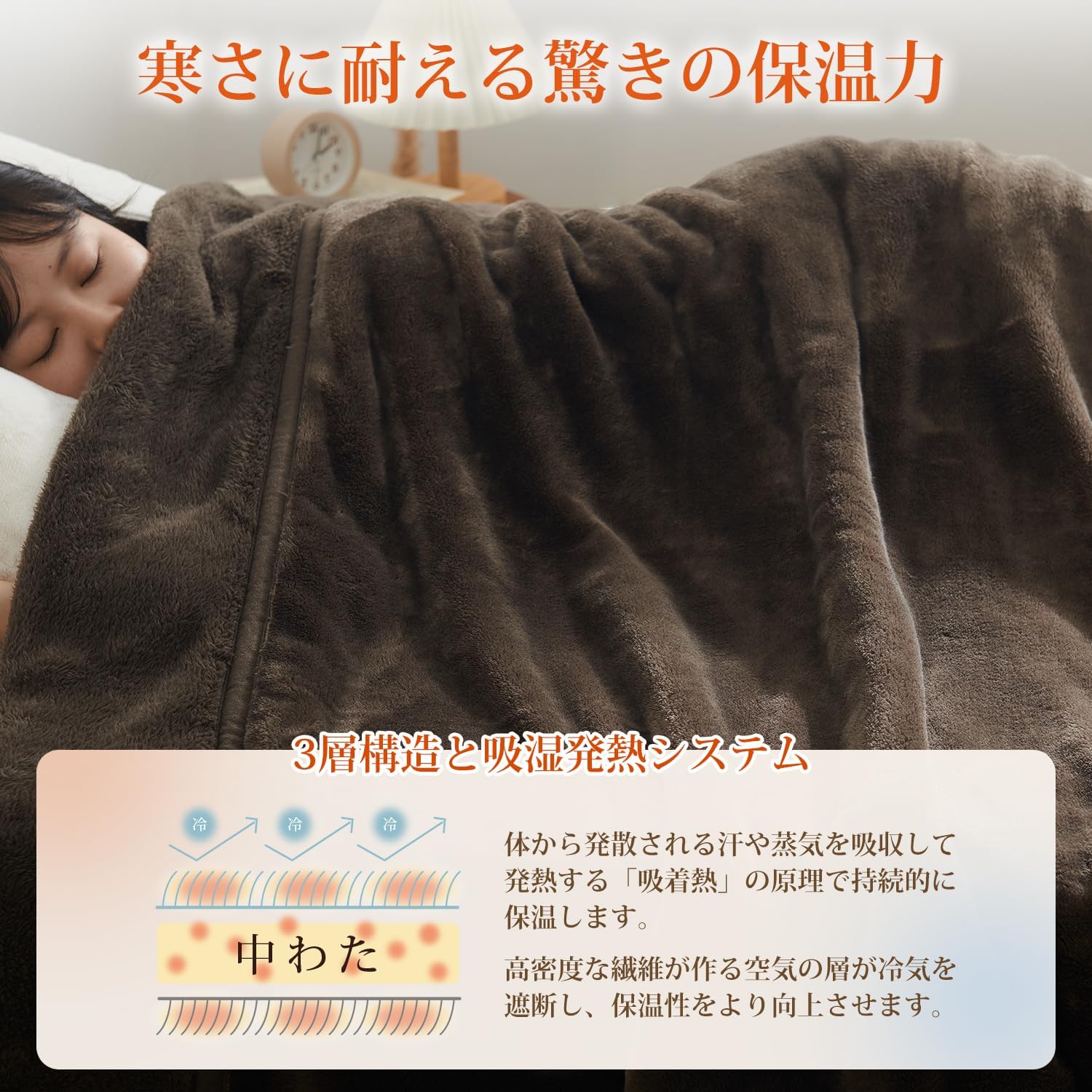 クモリ(Kumori) 2枚合わせ 厚手 毛布 シングル 冬用 あったか 中綿入り 襟付き ブランケット フランネル