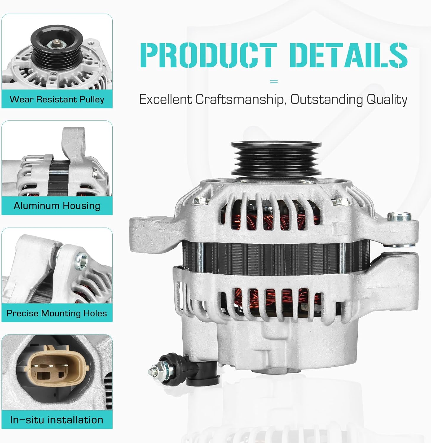 Alternator Compatible with Chevrolet Tracker 2.0L 2.5L 2001-2004,Fit for Suzuki Vitara 2.5L 2004, Replace AMT0169, A5TA7291, 30026479, 30027273, 400-48154, 13950, A5TA7291