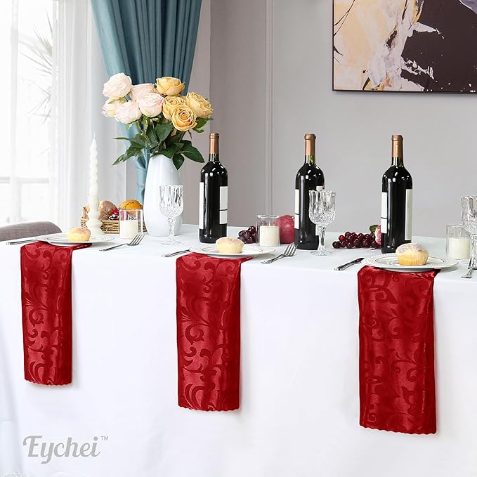 12 Servilletas de Satén Rojas 43x43 cm Jacquard para Boda Fiesta miniatura 5