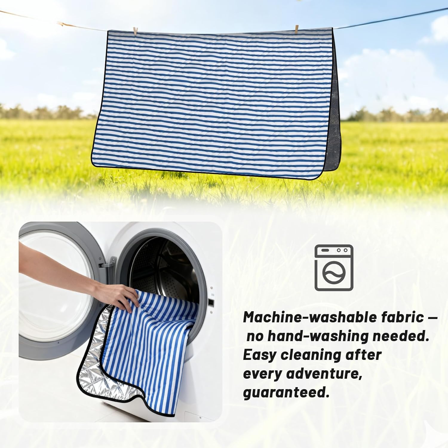 Large Waterproof Picnic Blanket 80"x80" – Extra Large Outdoor Mat for Beach, Park, Grass, Lawn, Camping, Sandproof & Portable, Foldable Rug, Wedding Registry Gift for Family & Travel