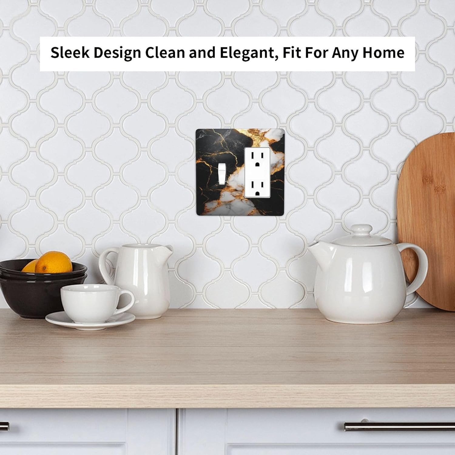 Decorative Outlet Covers Modern Black Gold Gray Marble Pattern 2 Gang 1 Gang Wall Plate Single Toggle Rocker Combo Light Switch Cover Switch Plate Cover for Bathroom Kitchen Home Decor