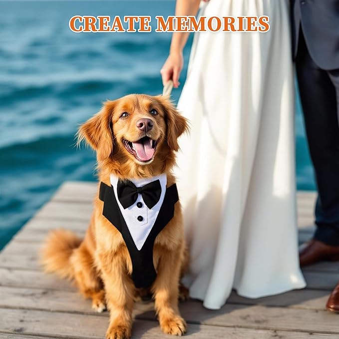 Tuxedo para Perro de Boda, Traje de Etiqueta con Corbata para Mascotas miniatura 6