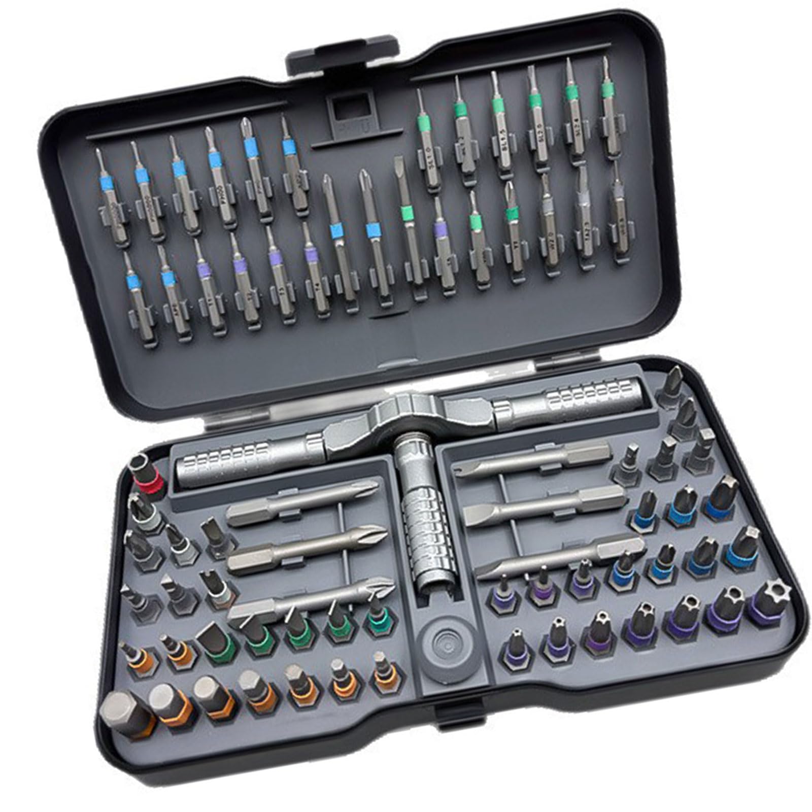 Tsophreniq Professional 79 In 1 Multiple Bit Ratcheting Screwdriver Set Ideal For Hand Craft Projects Workshop Maintenance Ratchets Screwdriver Set
