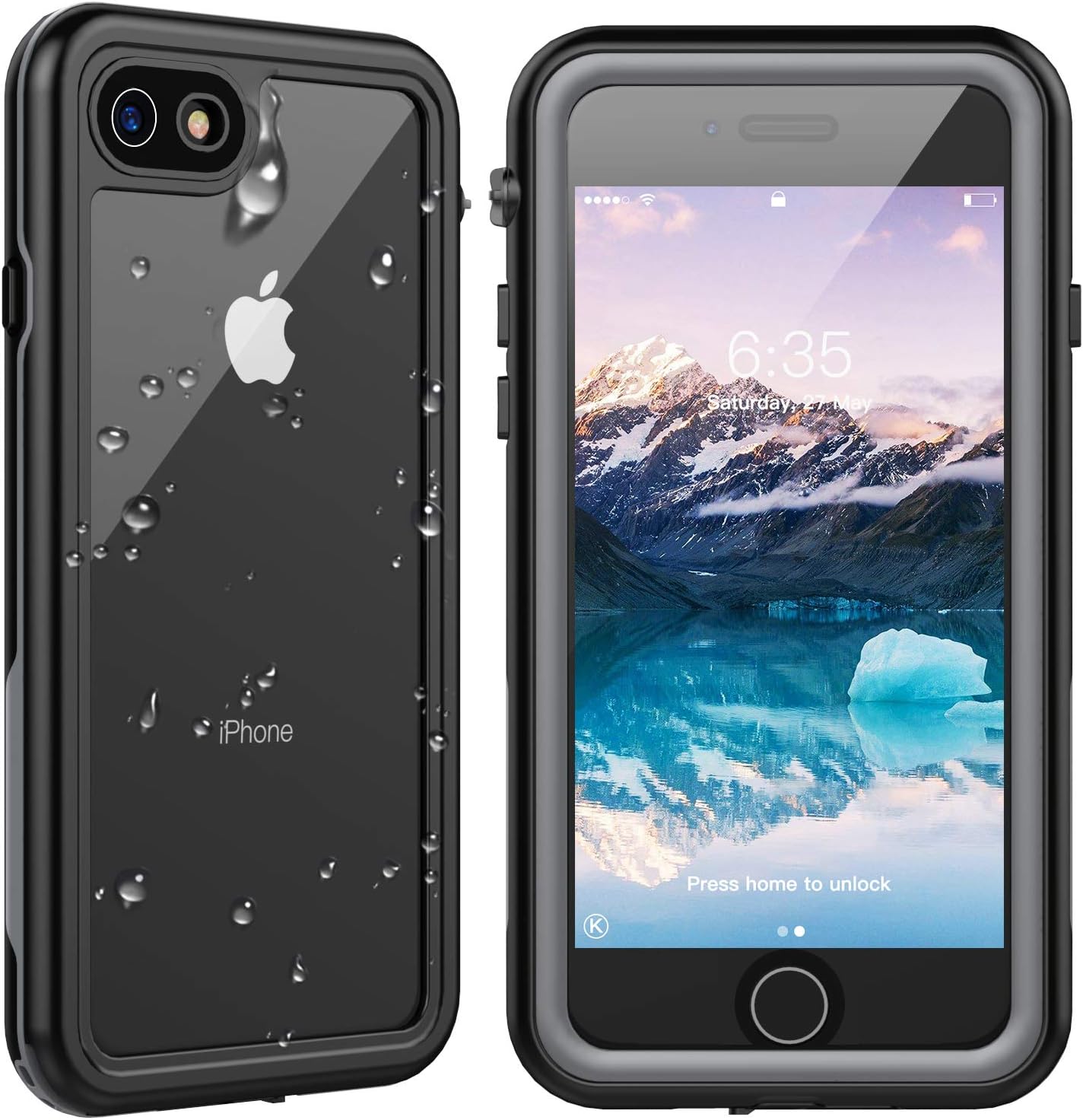SPIDERCASE for iPhone SE 2022 Case, iPhone SE 2020/8/7 Waterproof Case, Built-in Screen Protector Full Protective Shockproof Dirtproof Snowproof Case for iPhone SE 2022/2020/8/7, 4.7 “(Grey+Clear)