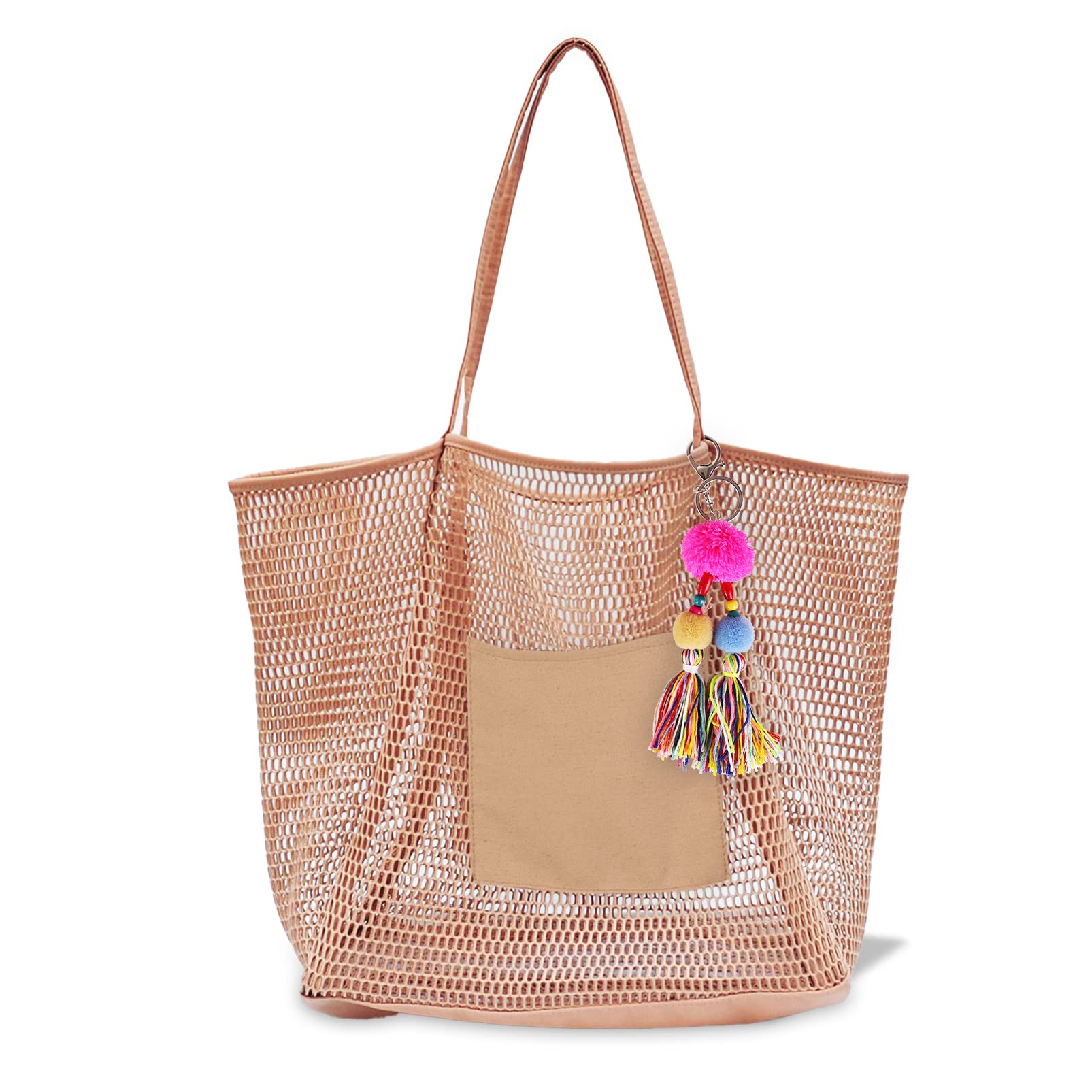 Photo 1 of Women Mesh Straw Beach Tote Bag Sandproof Waterproof for Swim, Travel, Gym and Beach Holiday Rudder