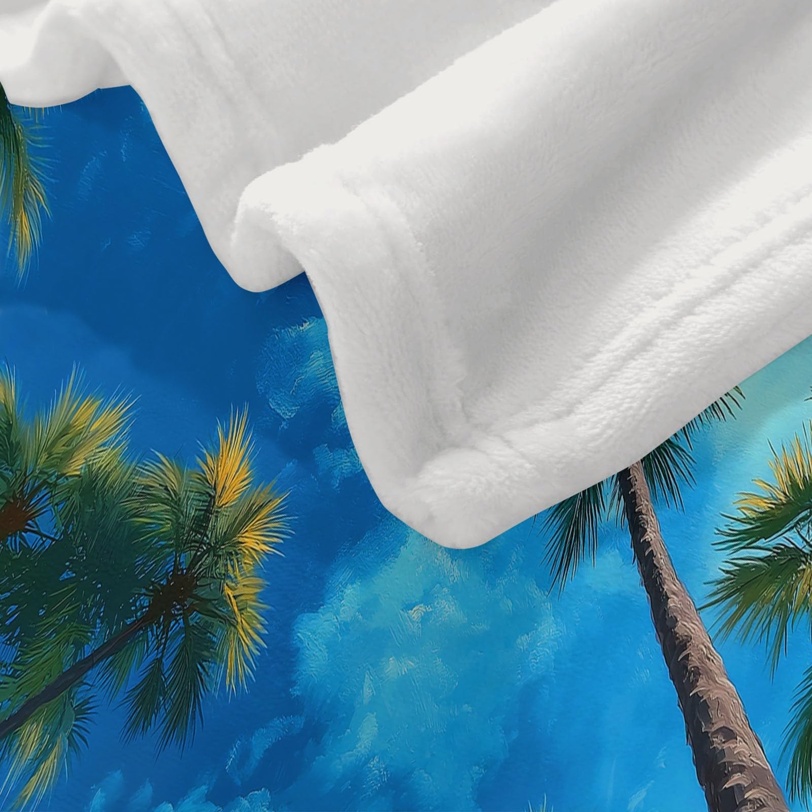 Coperta Plaid Pile in Flanella 180x220 cm Coperta Pile Piccola Tropicale Palme Cielo, Morbida Soffice Calda Coperte per Divano Singolo Matrimoniale Letto Blu