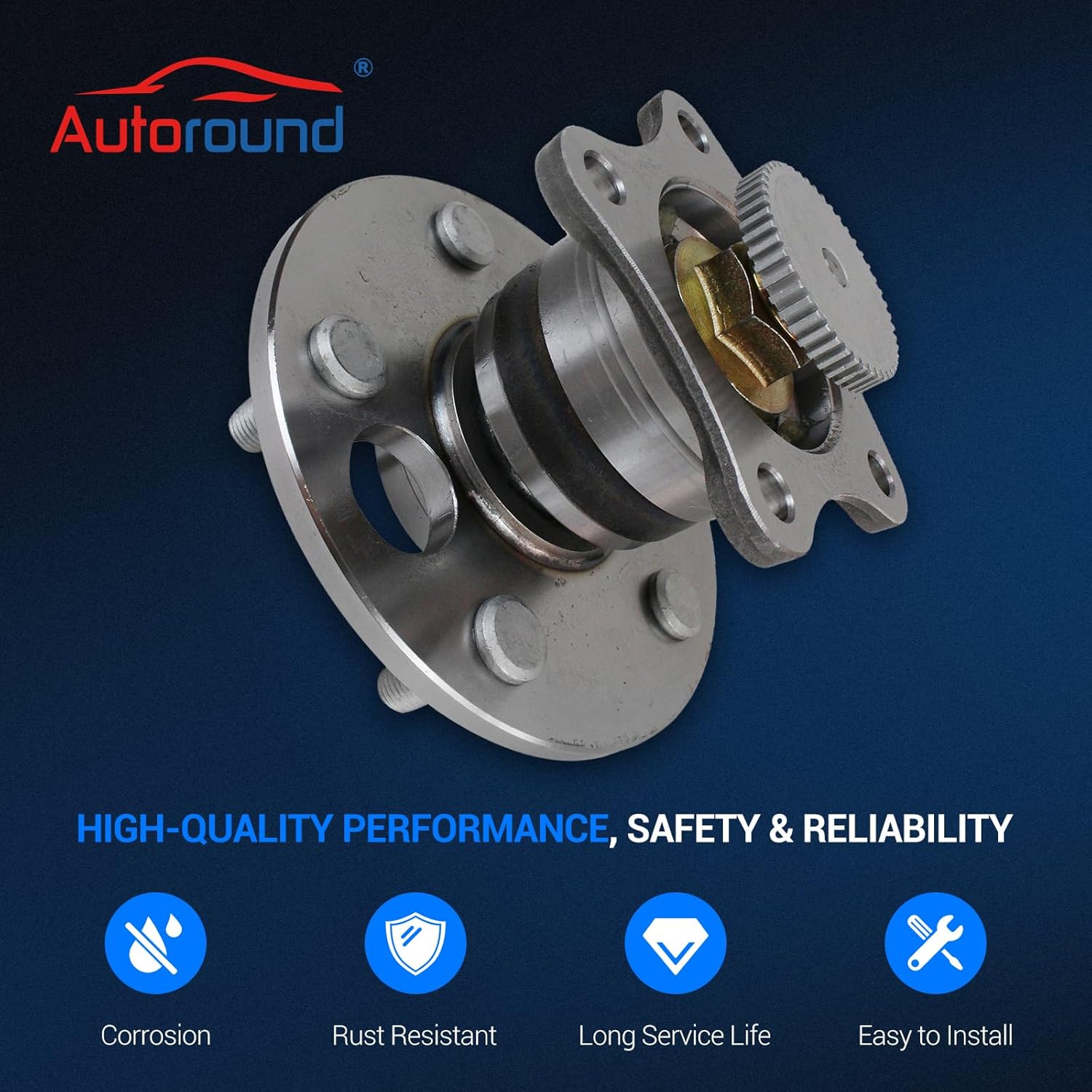 Autoround 512310 Rear Wheel Bearing and Hub Assembly Fit for Toyota Camry 1997-2001, Avalon 1995-2004, Solara 1999-2003, Lexus ES300 1992-2001, RX300 1999-2003, 5-Lug w/ABS