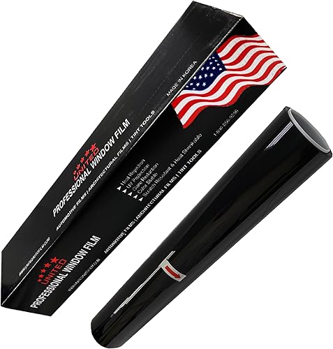 United Window Tint - Tinte universal para ventana negro, 5% VLT de 20 pulgadas x 100 pies x 3 rollos de película teñida estándar de 1 capa, color