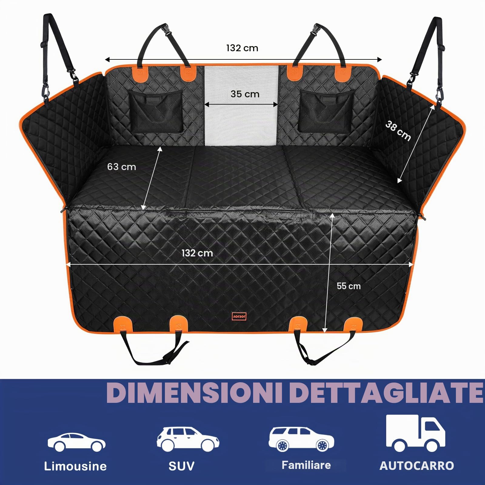 JOEJOY Coprisedile Auto per Cani, Estensore per Sedile Posteriore per Cani, Coprisedile Posteriore Auto per Grandi Fondo Rigido, Telo Auto per Cani Antigraffio Impermeabile Amaca per Cani, Nero