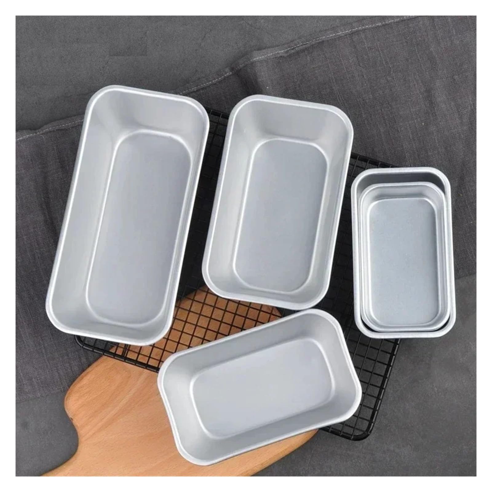 Genérico Juego de 5 moldes cuadrados de aleación de aluminio antiadherentes for hornear pan, queso, tartas y tostadas, ideal for hacer tú mismo en la cocina.