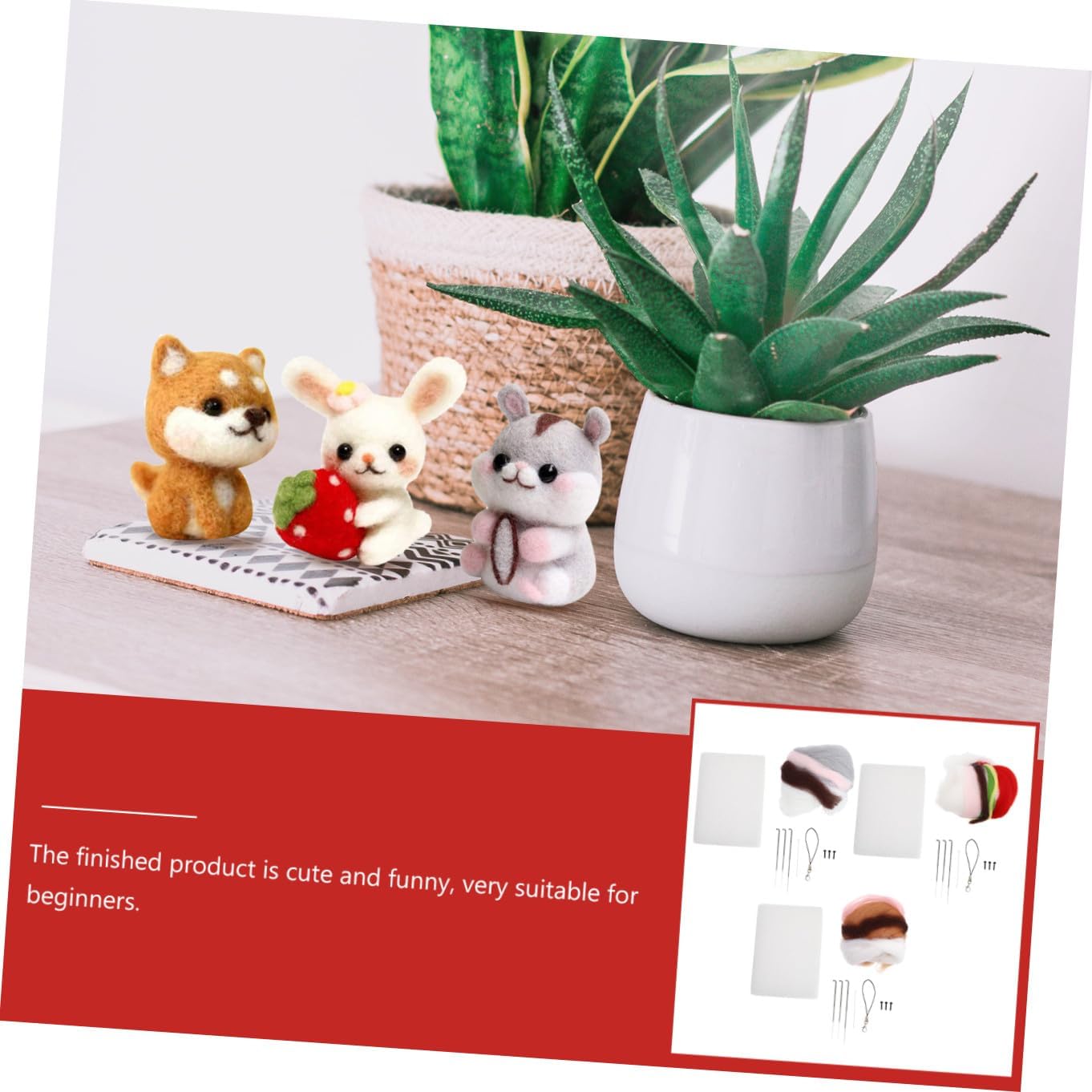 DOITOOL 6sets Craft Kits Needle Felting Kit Includes Hamster Rabbit Dog Felting Supplies for DIY Projects