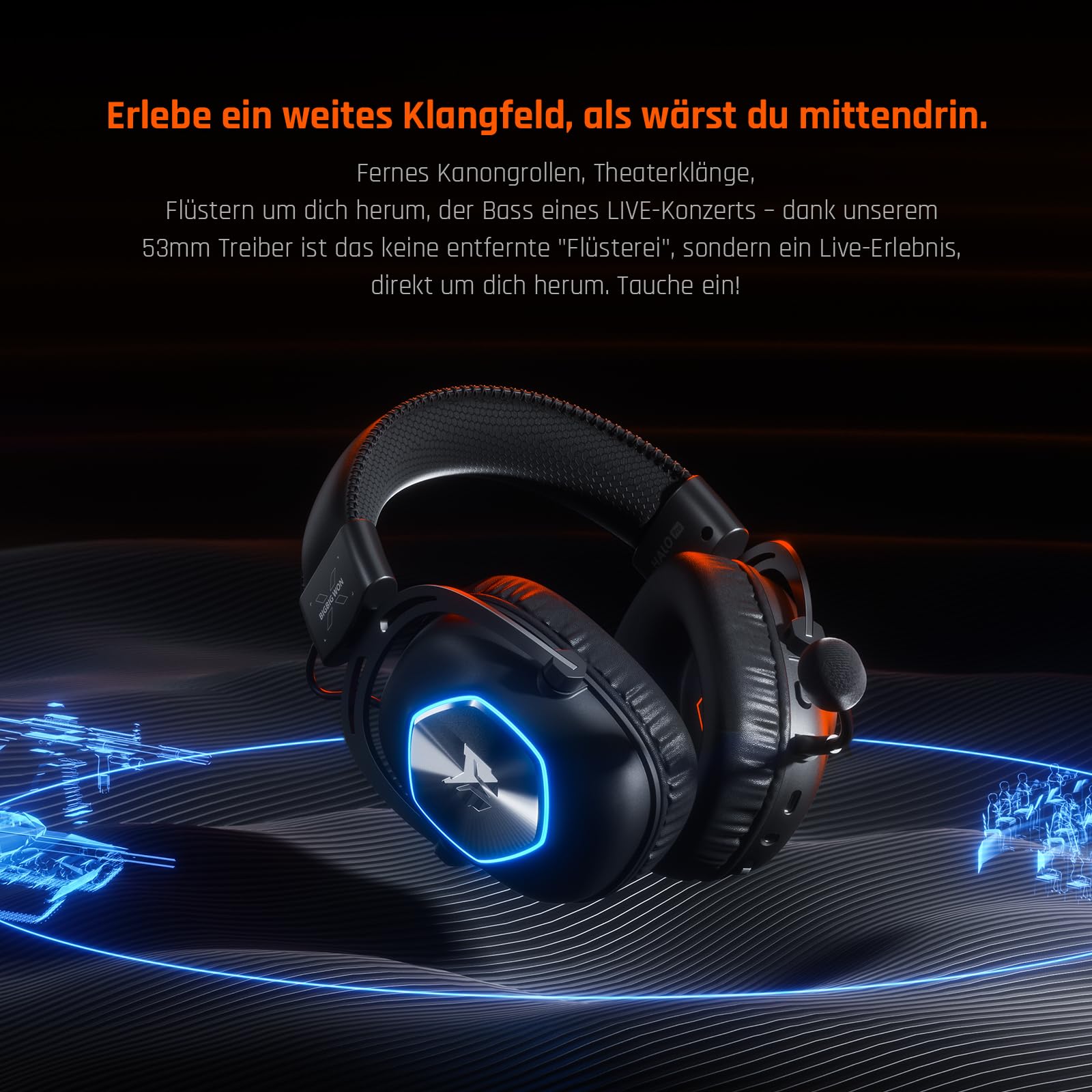 Black Shark Big Won zestaw słuchawkowy do gier, dźwięk przestrzenny, redukcja szumów, mikrofon pałąkowy z funkcją wyciszania, nauszniki ze sztucznej skóry, PC/Mac/Xbox One/PS4/Nintendo Switch, kolor