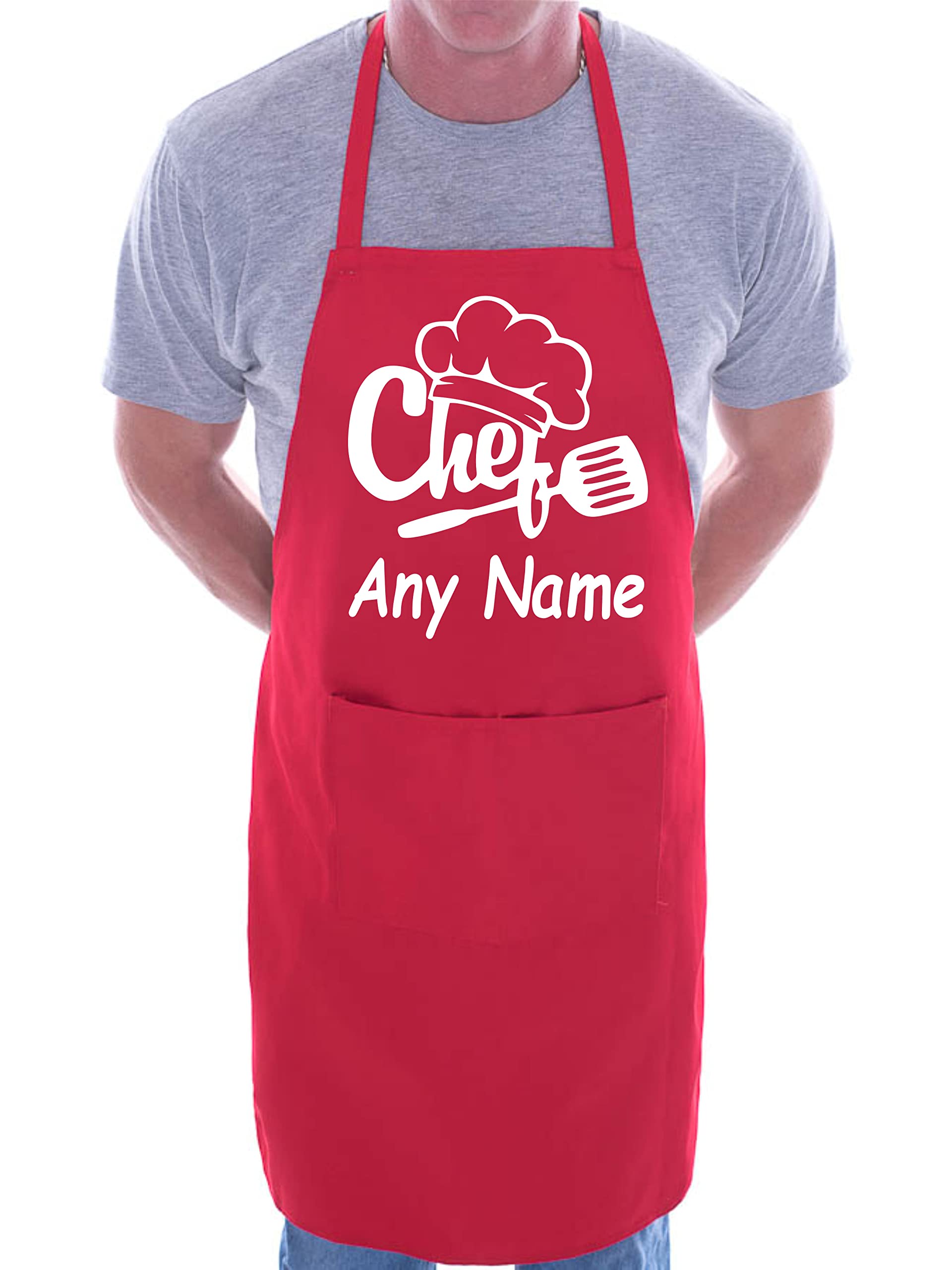 Print4U Personalised Apron Chef Your Text Here Any Words BBQ Baking Cooking Red
