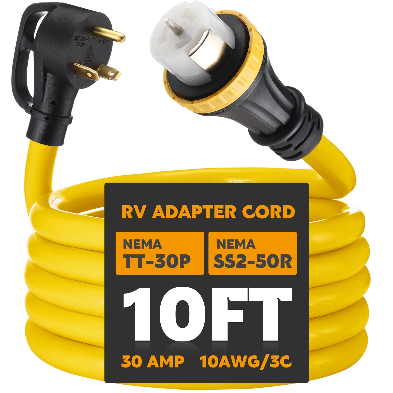 Amazon.com: Tellegloww 10ft 30 Amp to 50 Amp RV Locking Adapter