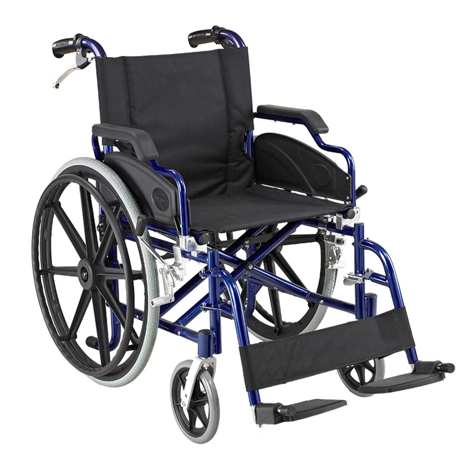 Silla de Ruedas Plegable,Autopropulsable Ultraligera Silla de Ruedas Manual Aluminio,Doble Sistema de frenado,Reposapiés abatibles,Reposabrazos Respaldo Asiento 46 cm