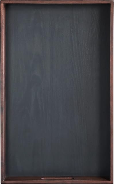 CRAZYWOOD 22x13 Inches Walnut with Carry Handle Black Ottoman Tray Serve Tea Coffee or Breakfast in Bed Classic Wooden Decorative Serving Tray