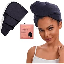 LUCE Hair Towel wrap for Women Premium 400 GSM Microfiber Hair Towel Anti frizz, Highly Absorbent, Adjustable Thick Elastic Fit for Kids & Adults, Perfect for Curly, Wavy & Long Hair Care, Black