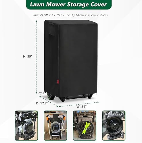 Miniatura 10 de Cubierta para cortacésped, cubierta de almacenamiento inalámbrica para cortadora de césped impermeable, se adapta a cortacésped plegable de 20