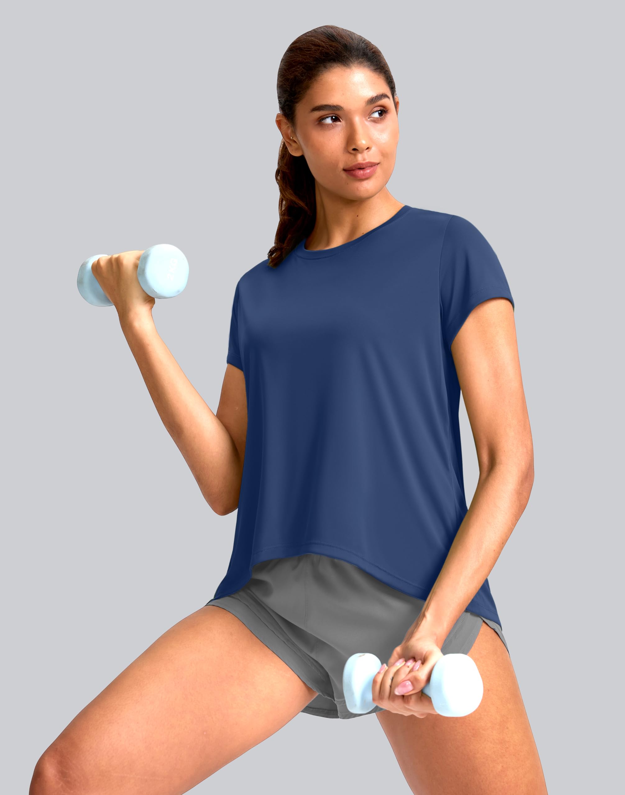 SANTINY Top da allenamento a maniche corte da donna T-shirt da yoga sciolto Protezione solare Traspirante Running Athletic Tee Shirt