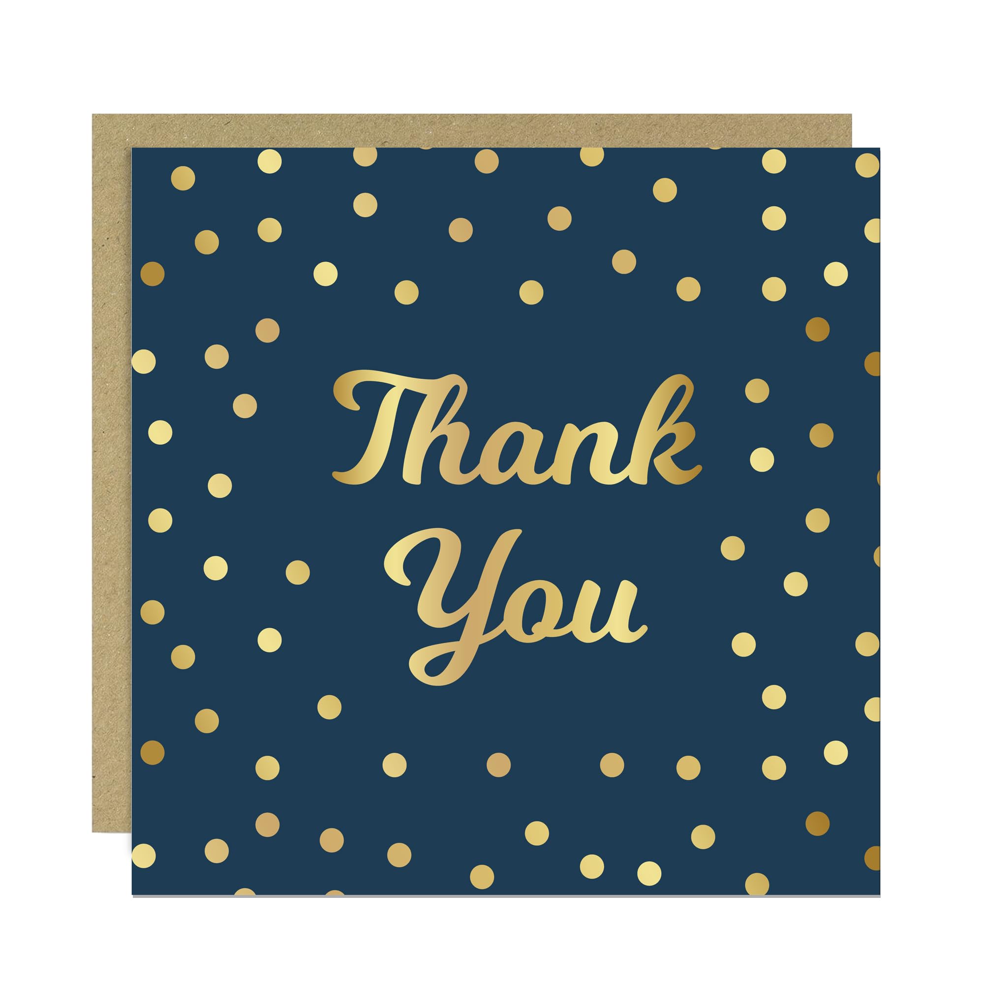 RED OCEAN Thank You Card with Envelope - Luxury Blue & Gold Polka Dot Greeting Card, 145x145mm, Thank You Card For Colleagues Teachers Volunteers, Wedding, Appreciation Cards (Blue & Gold)
