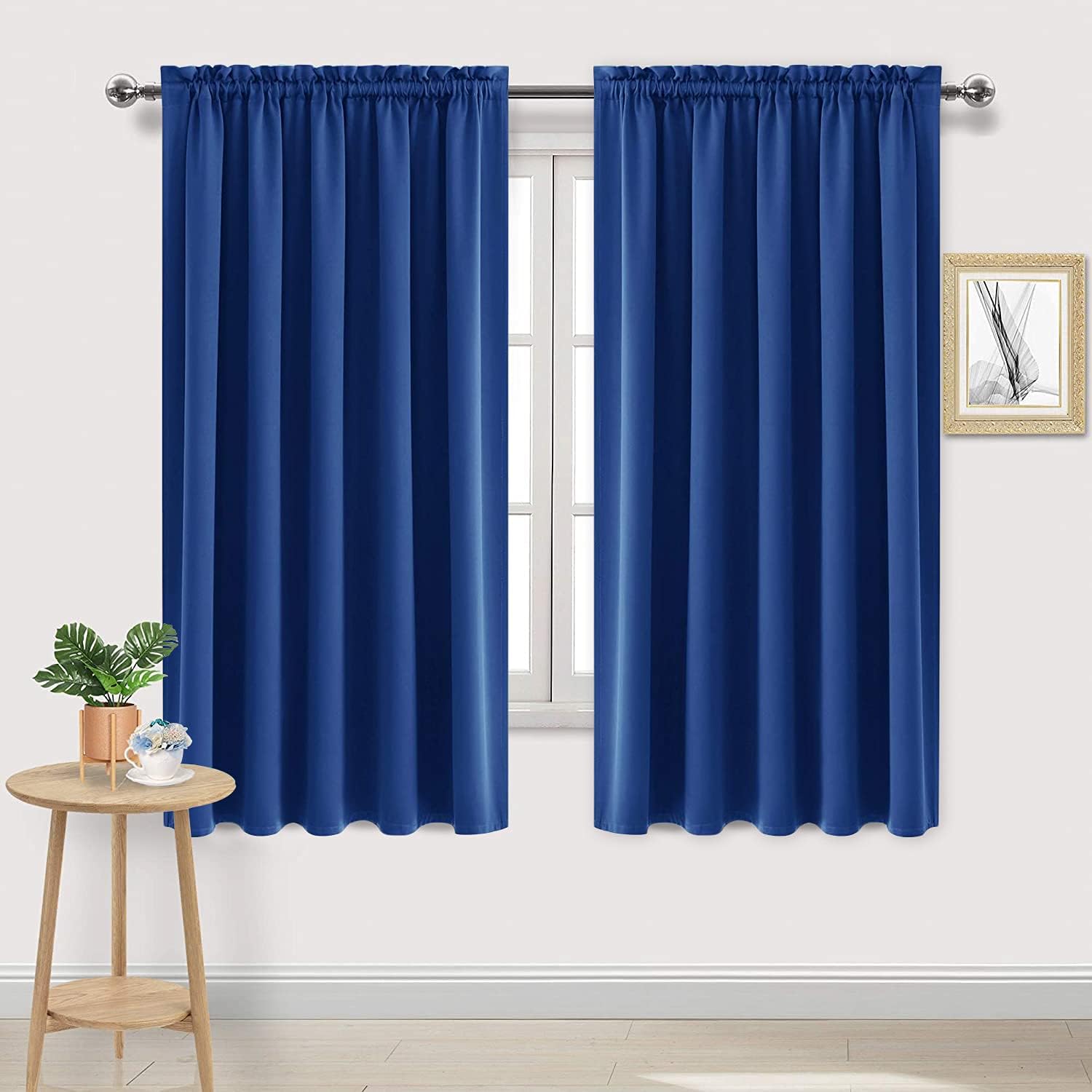 DWCN Blackout Curtains for Bedroom  Rod Pocket Thermal Insulated Noise Reducing Noise Reducing Drapes for Living Room, W 60 x L 63 Inch, 2 Panels, Classic Blue