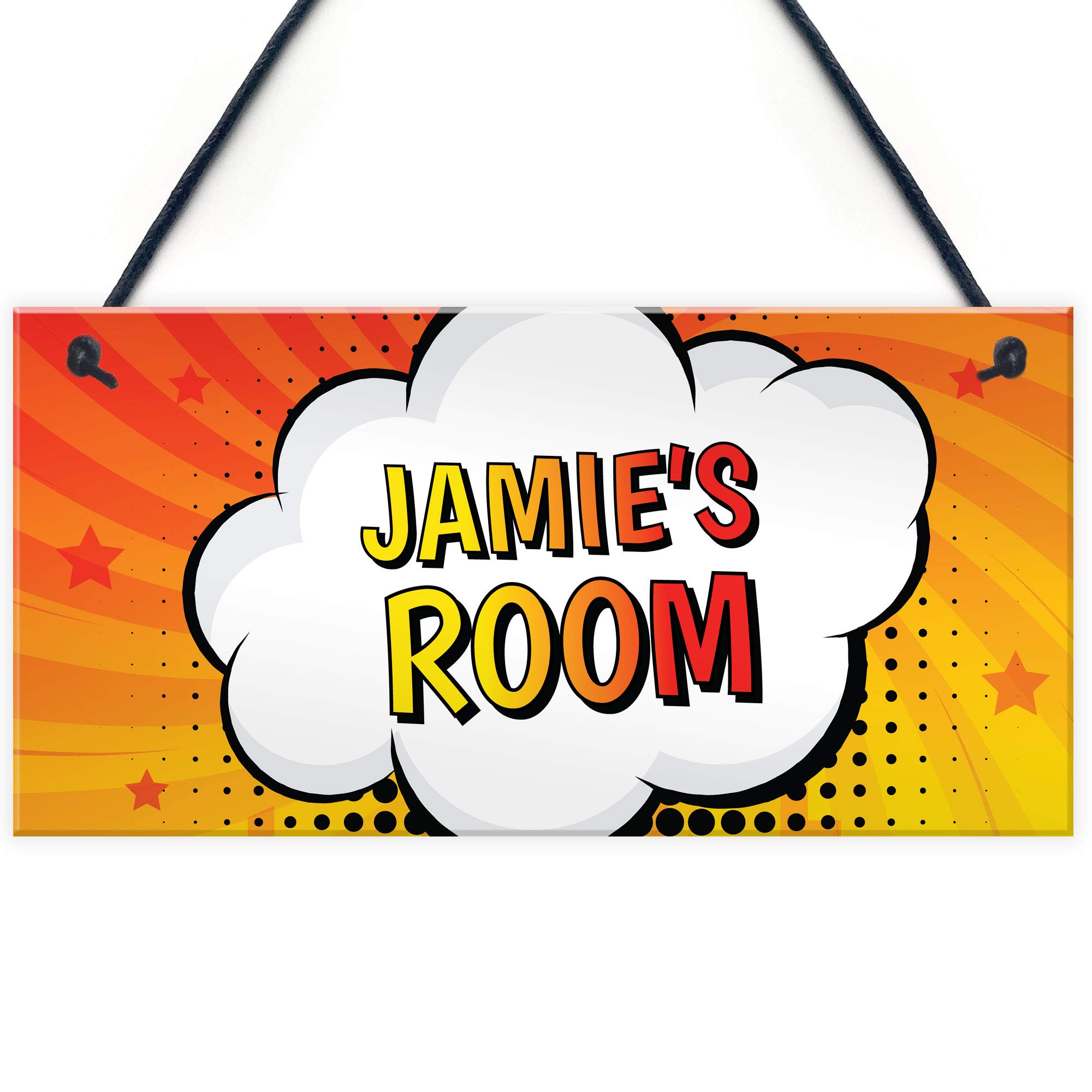 Red Ocean Superhero Comic Themed Personalised Door Sign Plaque Kids Bedroom Decor Gift For Grandson Son Nephew Boys