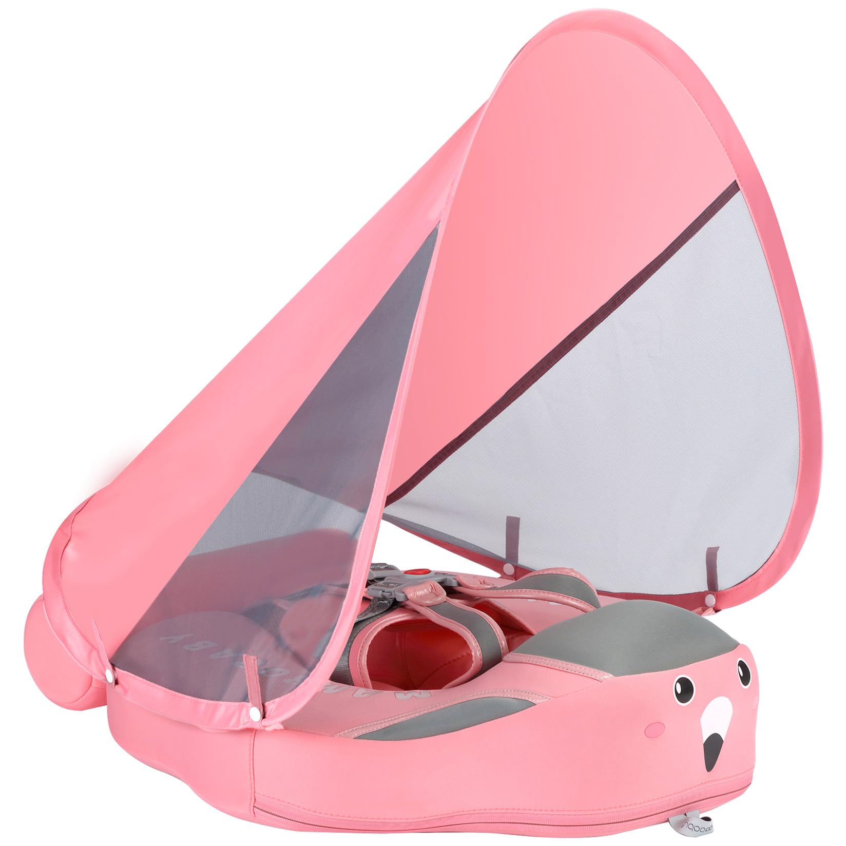 Mambobaby Float with Canopy Size Improved Non Inflatable Infant Baby Pool Float Smart Mambo Float Swim Trainer Add Tail Baby Swim Float Mambo Baby Float Solid Air Free Water Waist Swimming Ring