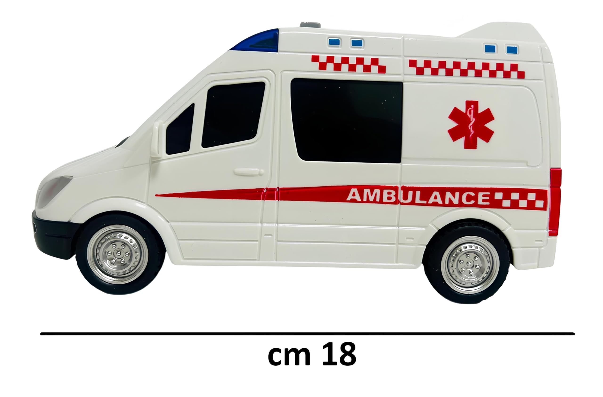 Ambulancia - Juguete con luces y sonidos reales, movimiento de embrague, ambulancia, grande, 18 cm, primeros auxilios con luces y sonidos, ambulancias para niños, con movimiento de embrague, sirenas