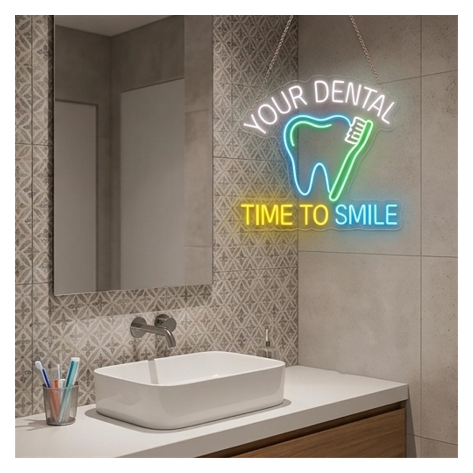 Insegna al Neon Insegna Al Neon Del Negozio Della Clinica Odontoiatrica Dello Spazzolino Da Denti