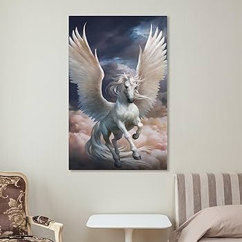 Amazon.co.jp: ファンタジー風ペガサス・アートポスター プリント