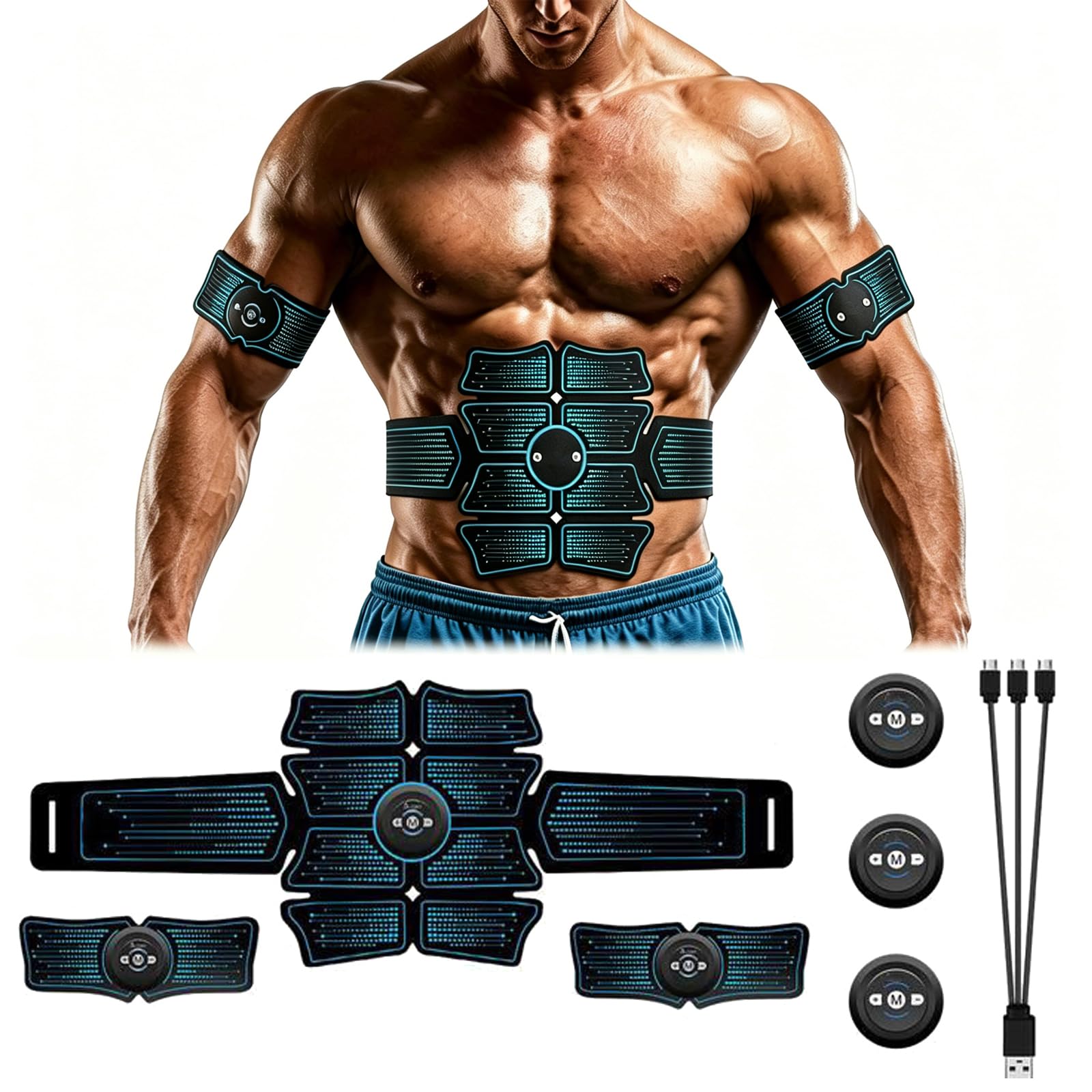 Générique Abviberi Ceinture Electrostimulation, Stimulateur Abdominal Abviberi, Ceinture De Stimulation Musculaire électronique Rechargeable avec 6 Modes Et 10 Niveaux pour Hommes Et Femmes