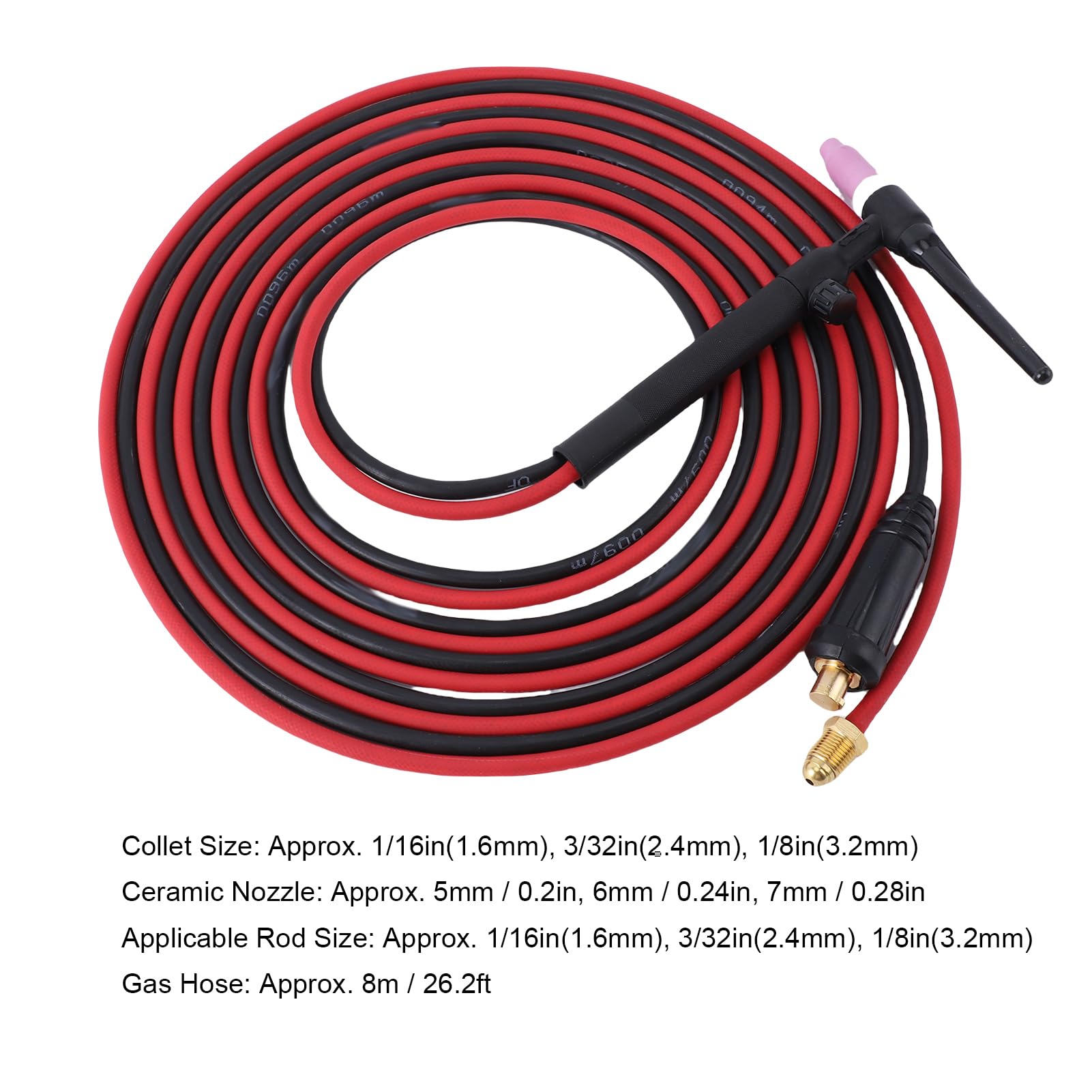 Antorcha de soldadura TIG HaloVerde de 150 A con conector de 35 a 50 mm² y manguera de goma EPDM de 8 metros para equipos de soldadura TIG MIG200, MIG250 y MIG205 Pro para