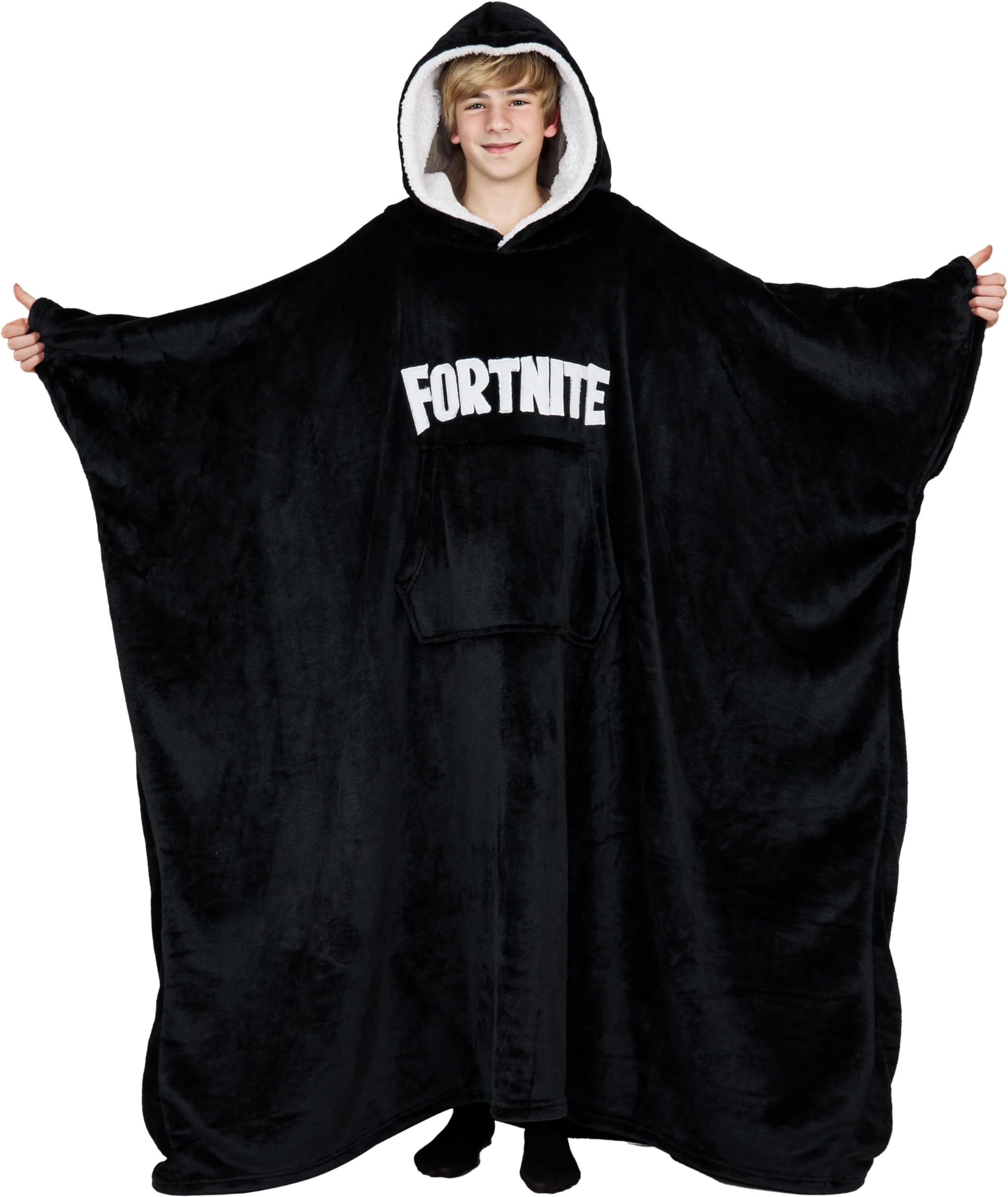 Fortnite Hoodie for Boys, Oversized Hoodie Sweatshirt Blanket, Super Soft Fleece Dressing Gown, Warm Comfortable Hooded Robe, Gifts for Gamers Boys Girls Teens 7-14 Years