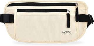 RFID-blockierender Geldgürtel für Männer und Frauen, schlanke Bauchtasche für Reisen, Laufen, verdeckte Taille für Reisepasshalter, Handy, Cremeweiß, RFID Blocking & Belt Wide:1inch