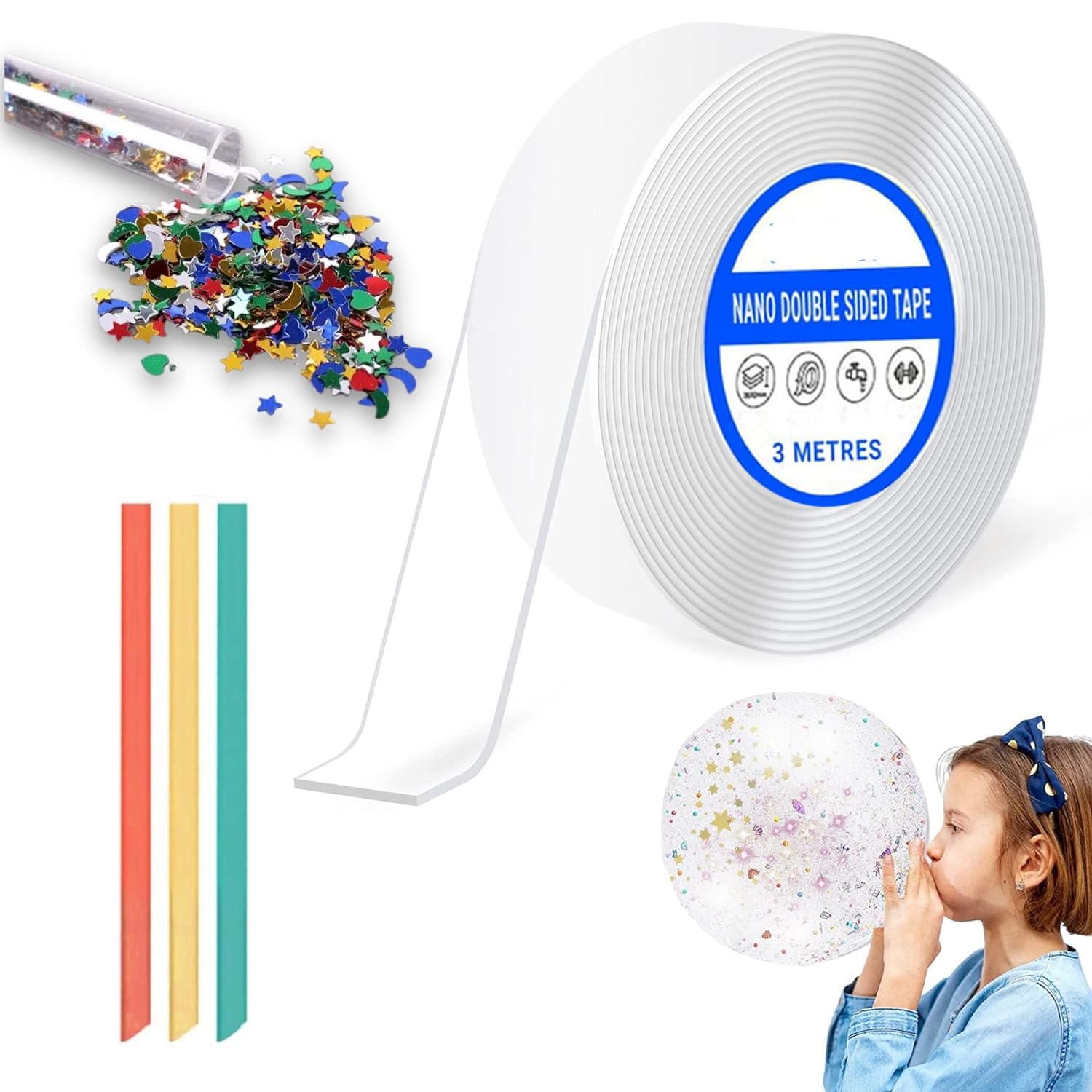 D-fix® Nano Tape with Glitter Flakes Stars Straw for Balloon Double Sided Ivy Grip Tape for Walls Washable Reusable Strong Sticky Strips Multicolor Moon & Heart Art and Craft DIY kit (Small DIY KIT) (B0BZWPXWWQ) Amazon Price History, Amazon Price Tracker