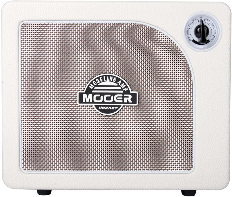 MOOER Guitar Amplifier Combo 15W, Practice Amp with 9 Digital Amp Models, 6.5" Speaker, Bluetooth, Headphone Output, for Electric/Acoustic Guitar and Bass-Hornet White
