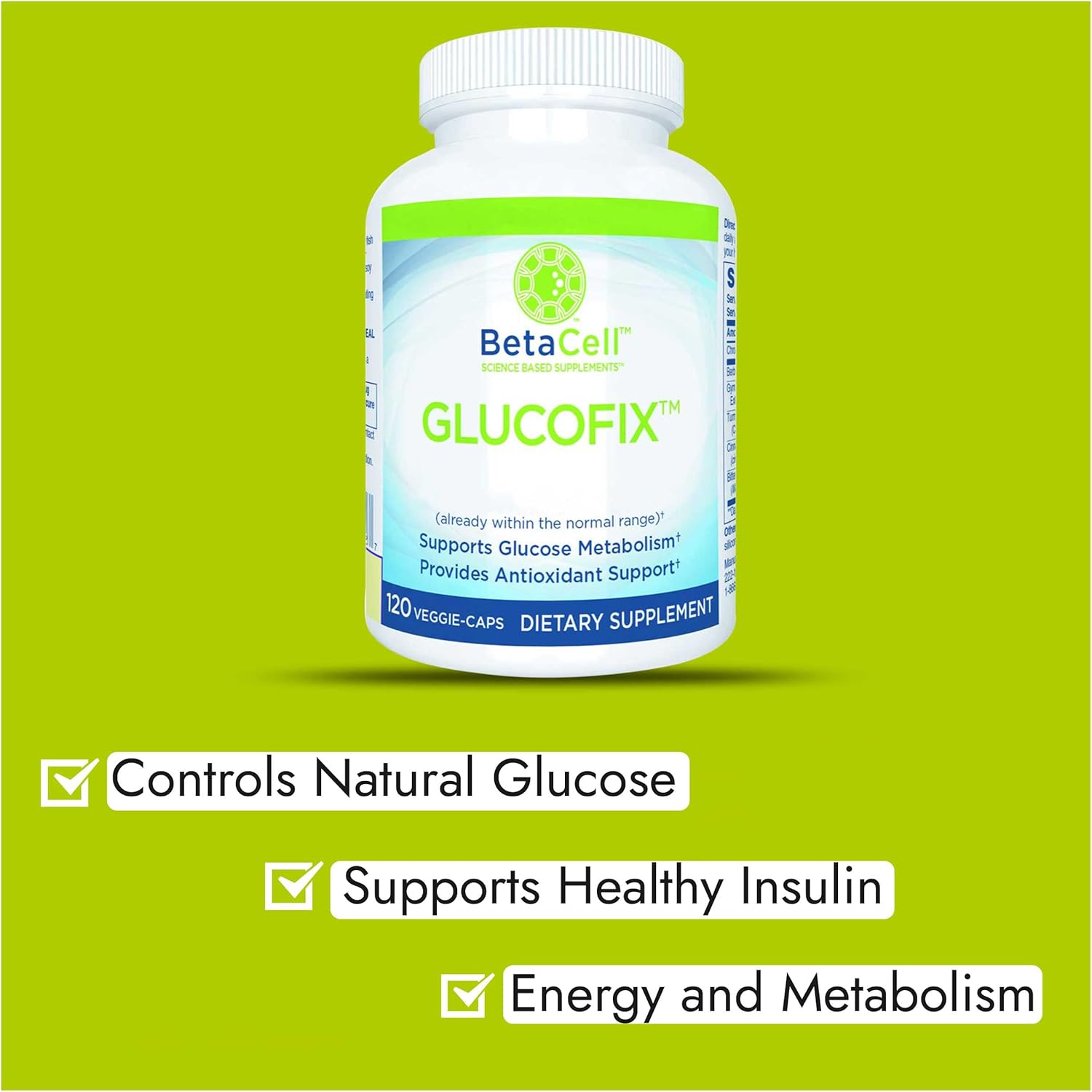 Glucofix Supplement - 120 Vege Caps- 6 Vital Nutrients for Reduced Glucose - Berberine, Cinnamon Pills for Glucose Support : Health & Household